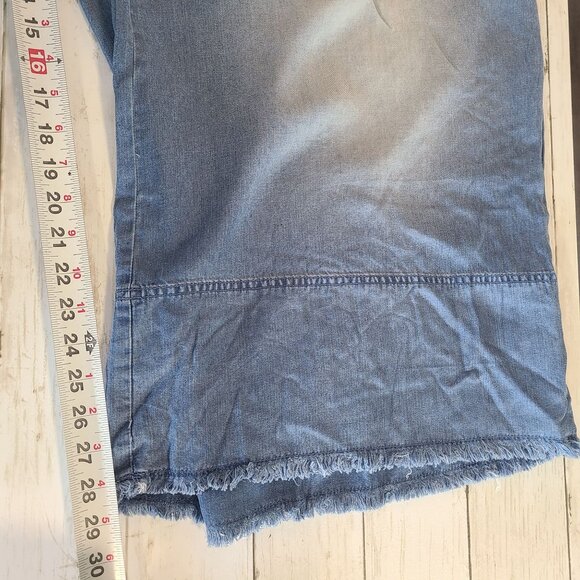 Zenana Palazzo Pants Chambray Wide Leg Paper Bag Waist Casual Frayed Hem NEW 3X - Picture 6 of 8